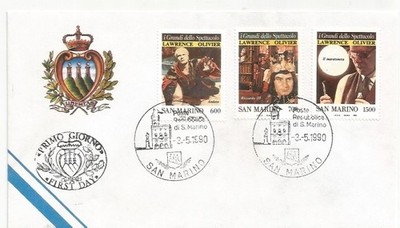 San Marino 3.5.1990 Cinema Teatro Lawrence Olivier, envelope first day issue