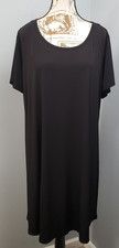 Michael Kors Shift Dress Women 2X Black Stretch Short Sleeve Round Neck Back Zip