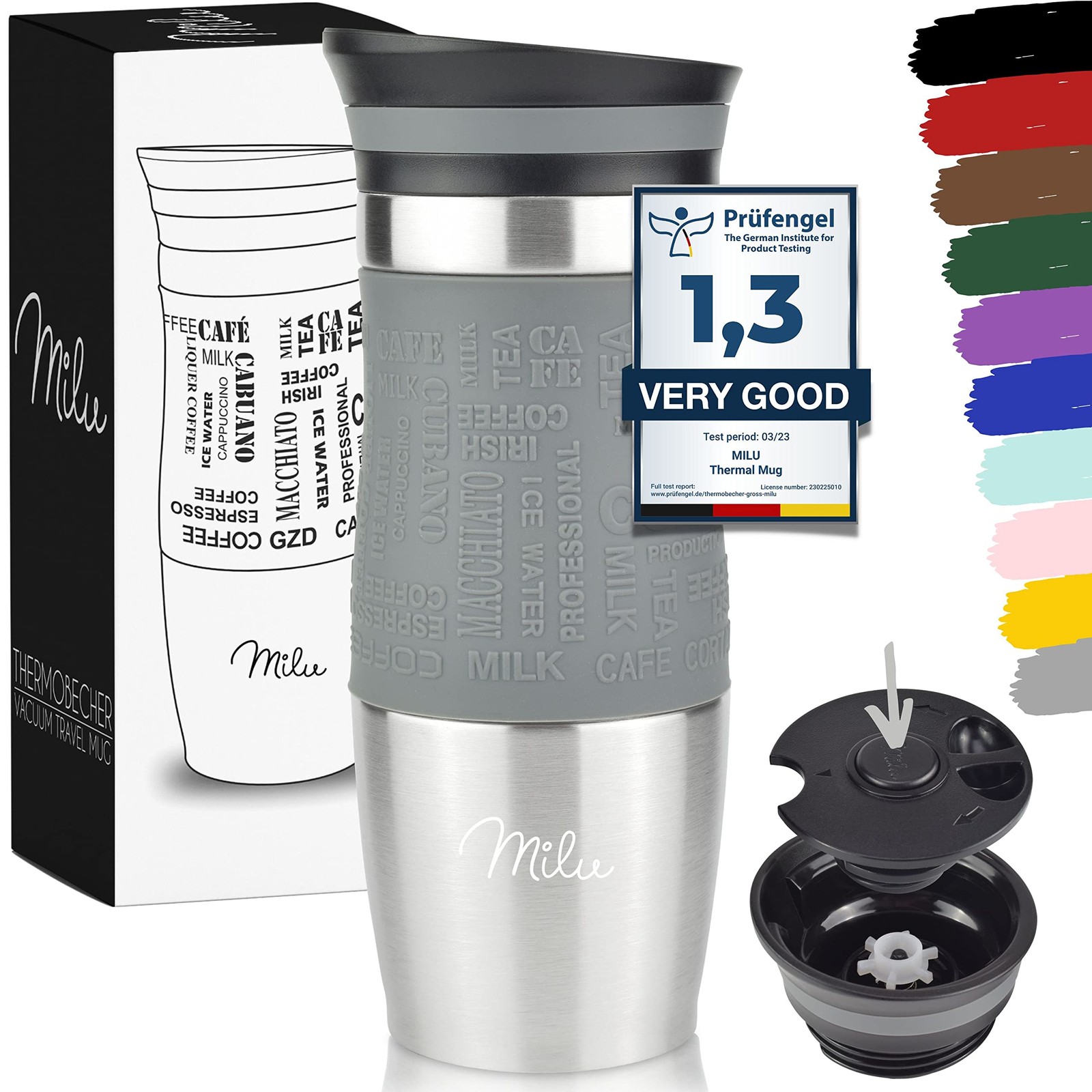 Milu Thermo Mug 370ml 450ml Insulated Mug Coffee Mug to go - 100 Leak Proof - S 8090₽