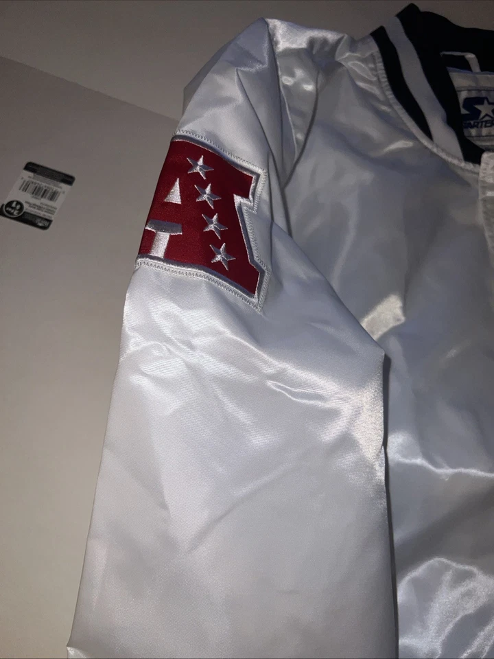 Jaqueta de Cetim Starter Oakland Raiders Full Snap Tamanho XL Branca NOVA $150 - Imagem 4 de 4