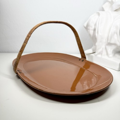 #ad BEN SEIBEL Forum International SERVING TRAY w Rattan HANDLE MCM 60s Eames Era $36.00