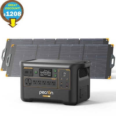 3072Wh 3600W PECRON F3000LFP Portable Power Station w/200W Solar Panel*2 RV