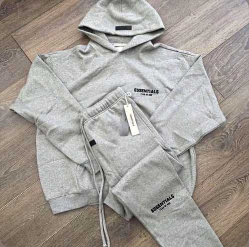 Essentials Men’s 2-Piece Cotton Fleece Hoodie & Pants Sweatsuit Gray M