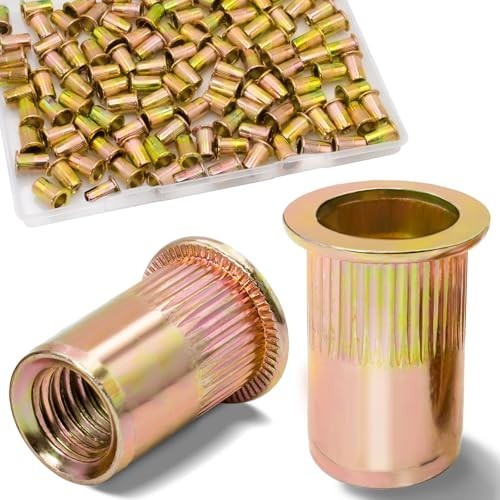 1/4 Rivet Nut, 115Pcs Carbon Steel Zinc Rivet Nuts 1/4-20, 1/4 20 Threaded In...