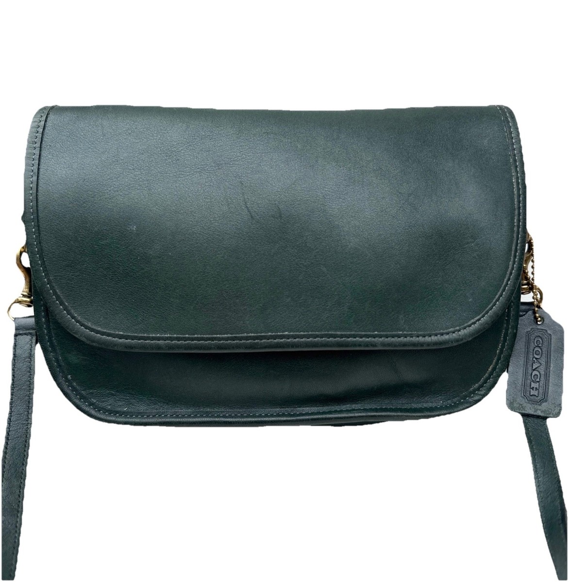 Coach Ritchie Bag Bottle Green Leather Flap Saddle Crossbody Bag