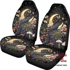 Talayituse Print Car Seat Covers Full Set Universal Crow Daisy Moon Butterfly