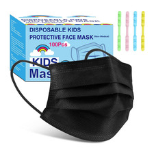 Rasav Kids Disposable Face Masks 100 pcs Not Individually wrapped Black 