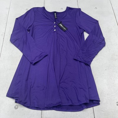 24seven Comfort Apparel Shirt Womens XL Purple Tunic Long Sleeve Stretch Top