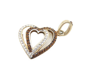 Authentic 925 Sterling Silver Shiny Topaz Rose Gold Plated Love Heart Pendant PT13766