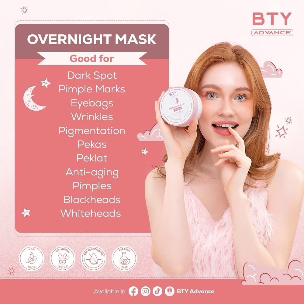 パック・フェイスマスク Bty advance overnight mask hydrate BTY Advance - Overnight Mask Hydrate 250g – My Care Kits