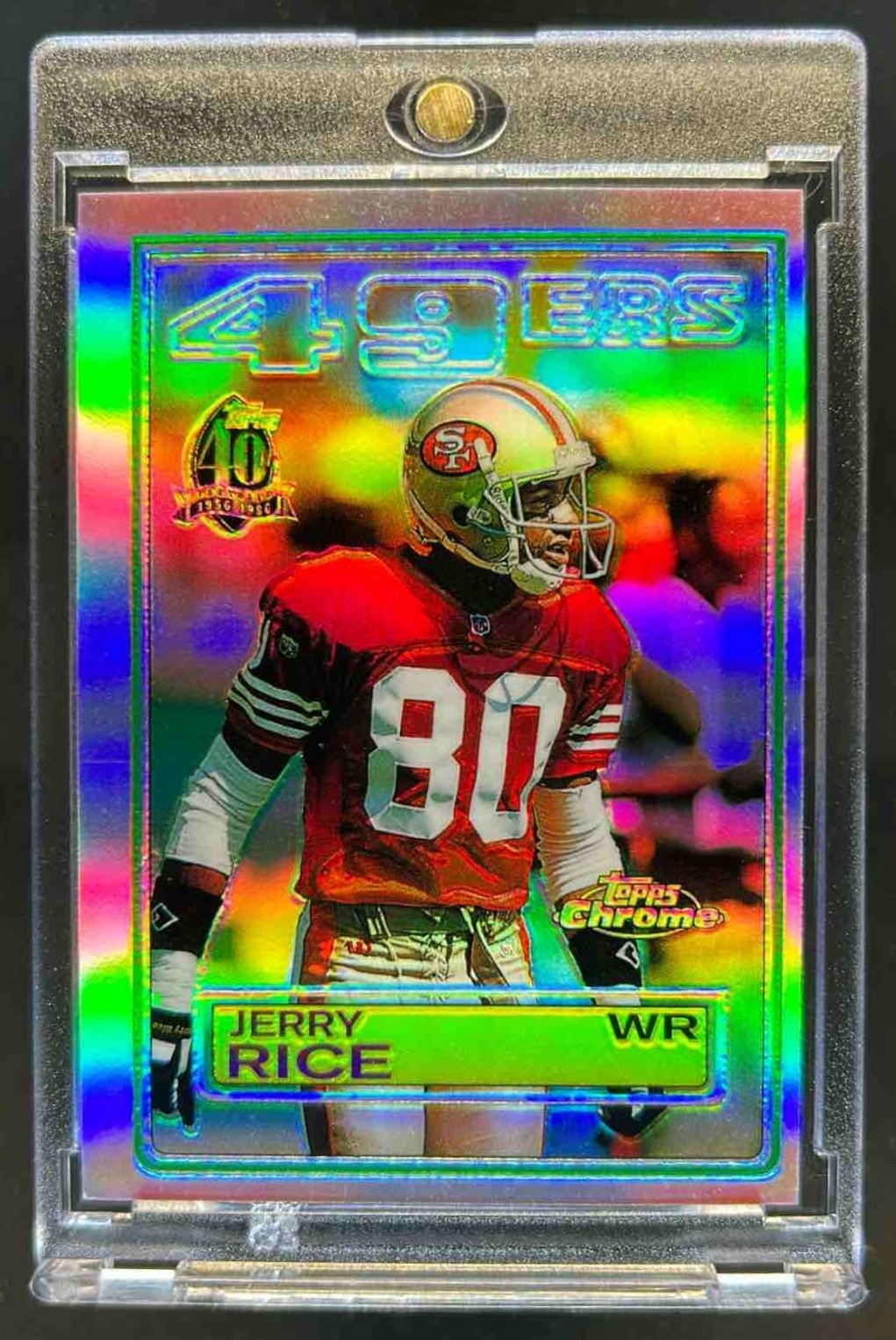 1996 Topps Chrome Jerry Rice 40th Anniversary Commemorative Refractor #28 49ers