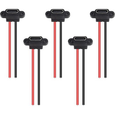 5 Stück USB C Buchse 2 Pin Wasserdicht Typ C Ladeanschluss Stecker UK