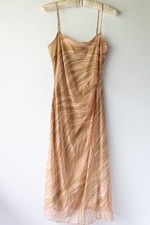 BCBG Maxazria Y2K Pink Spaghetti Strap Dainty Fairy Mesh Maxi Dress Size XS