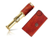 Brass Telescope Marine Handheld Spyglass Telescope Binoculars Leather Box  FUVJ