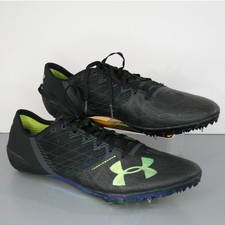 Under Armour Sprint Pro Track Sneakers Spikes Black Neon Green Mens US 12 Shoe