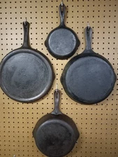 WagnerWare Cast Iron Skillets and Griddle All need cleaning and reconditioning