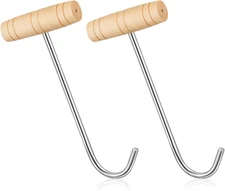 2PCS Boot Hooks with Wooden Handle – Cowboy Boot Pullers for Men & Women New