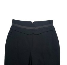 Calvin Klein Curvy Pants 8 Black Pleated Tapered High Rise Satin Tuxedo Trim