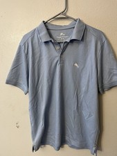 Tommy Bahama Men's Polo Shirt Blue Striped Short Sleeve Size Medium