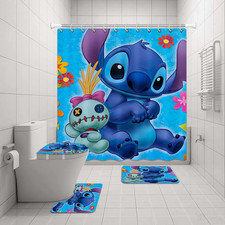 Cute Stitch Shower Curtain or Bathroom Sets, Perfect Cartoon Gift.