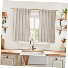 Short Linen Curtains 40 Inch Length for 42"W x 40"L Pack of 2 Natural