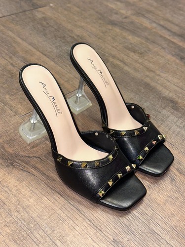 ANNE MICHELLE Pleasure Open Toe Dress Shoe - Black - Size 6.5 US