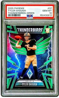 2025 Panini Phoenix Thunderbirds Tyler Shough #37 Green #'d 05/99 PSA 10 POP 1..