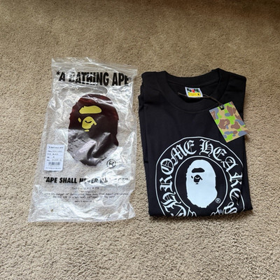 A Bathing Ape BAPE x Chrome Hearts Black Graphic Tee Shirt Mens M Crew Neck