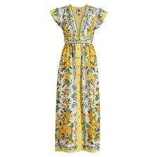 Farm Rio Women's Multicolor Sicily Scarf Print Cotton Maxi Dress Size Small NWOT