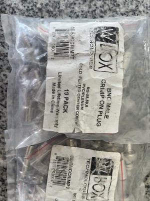 BNC WBOX - 10 Pack BNC Male Crimp on Plug RG-58, 59, 6 PVC/Plenum NEW Lot Of 4