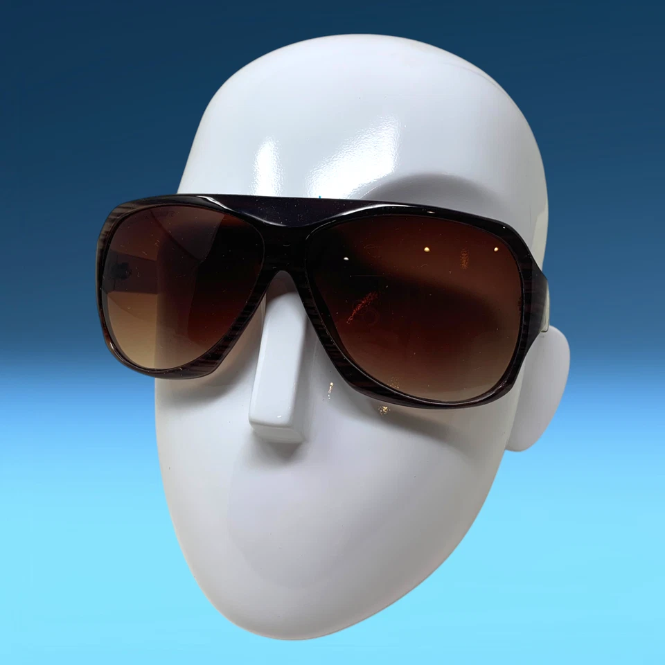 NUEVO Gafas de sol Carolina Lemke marrón a rayas acrílico protector de gran tamaño CL1058 NUEVAS CON ETIQUETAS Foto 2 de 4