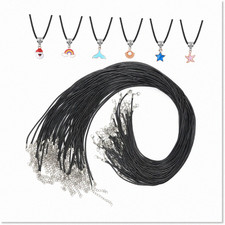 50 Black Waxed Cotton Necklace Cords with Clasps