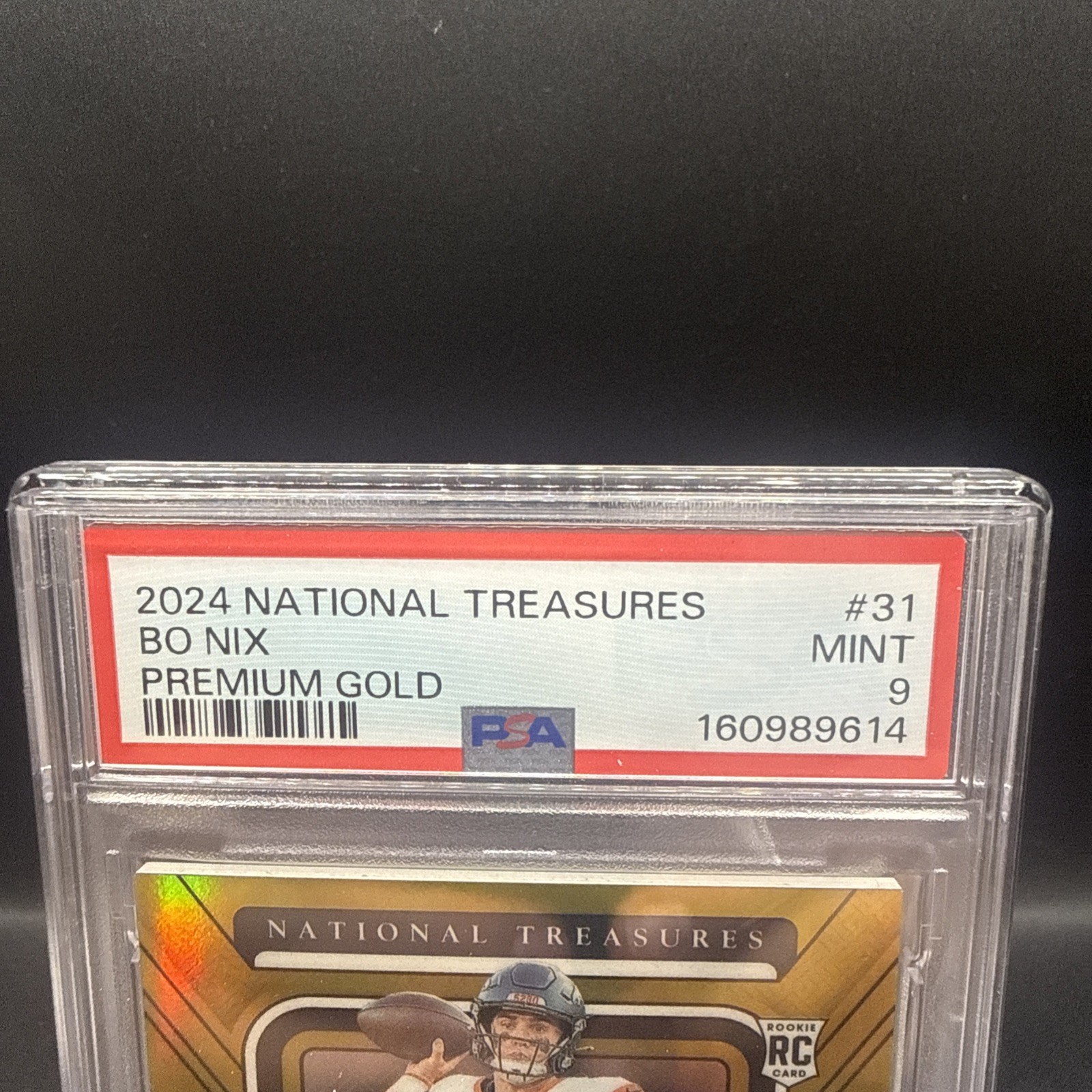 Panini 2024 National Treasures Bo Nix Premium Gold  RC #31 PSA 9 Broncos 10/10 view 2