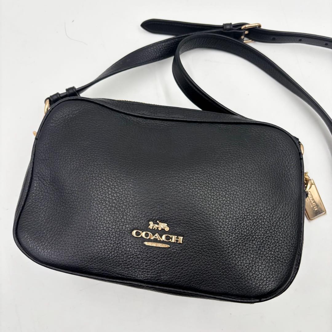 COACH Black Grain Leather Camera Shoulder Bag PC9O5J