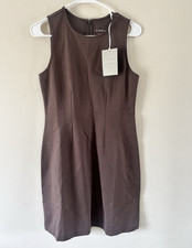 Everlane Size S Brown Solid Sleeveless Sheath Dress Round Neck Knee Zip