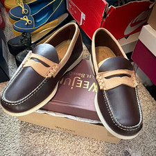G.H. Bass Weejuns Men's Brown Beige Leather Penny Loafers Slip-On US 10