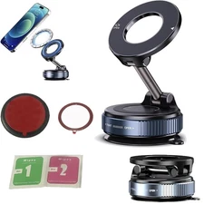 360° Adjustable Vacuum Suction Cup Magnetic Car Phone Holder Mount for MagSafe
