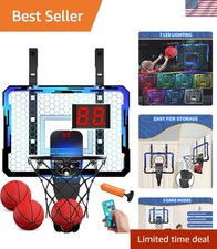 Over-the-Door Mini Basketball Hoop with 7 LED Lights, Perfect for Kids Age 4-12