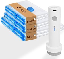 Travel Vacuum Bags with Rechargeable Pump,6 Pack Vacuum Storage Seal Bags for Cl