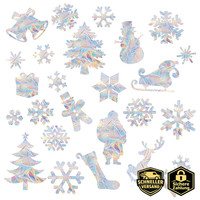 Weihnachts-Schneeflocken Fensteraufkleber 63 StüCk Holografisch