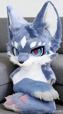 Fursuit Long haired Dog Fox Mascot Party Halloween Fur Cosplay head claws