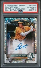 RARE SP POP 1 Speckle Ref /299 2025 Bowman Chrome Shotaro Morii PSA 10 ( Auto )