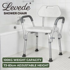 Levede Shower Chair Bath Stool Bench Seat for Elderly with Back Arm Adjustable