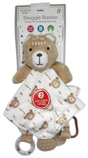 Modern Baby Snuggle Blankie Brown Bear with Rattle and Teether Teddy Bear