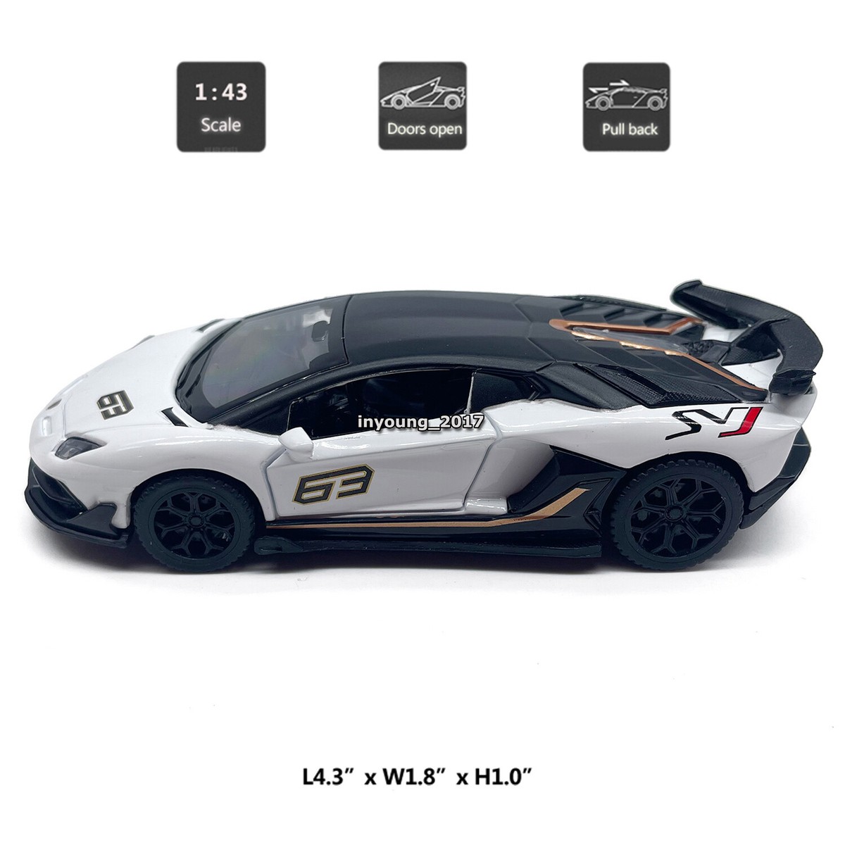 1/43 Lamborghini Aventador SVJ 63 Model Car Metal Diecast