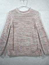 Ann Taylor Loft Rolled Neck Pullover Sweater Cotton Space Dye Pink Women S NEW