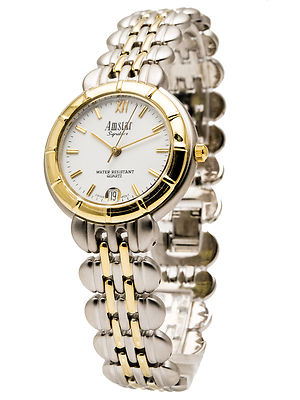 AMSTAR:WOMENS' STAINLESS STEEL GOLD TONE ANALOG QUARTZ WATCH W