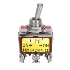 DPDT ON/ON 2 Position Power Control Toggle Switch AC 250V 15A E-TEN1321 3pcs