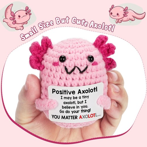 Inspirational Positive Crochet Axolotl Emotional Support Doll Daughter Girl Gift - Picture 2 of 21