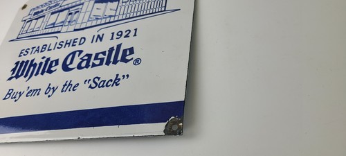 Vintage White Castle Sign - Fast Food Burgers Porcelain Advertising Gas Sign - Picture 9 of 15